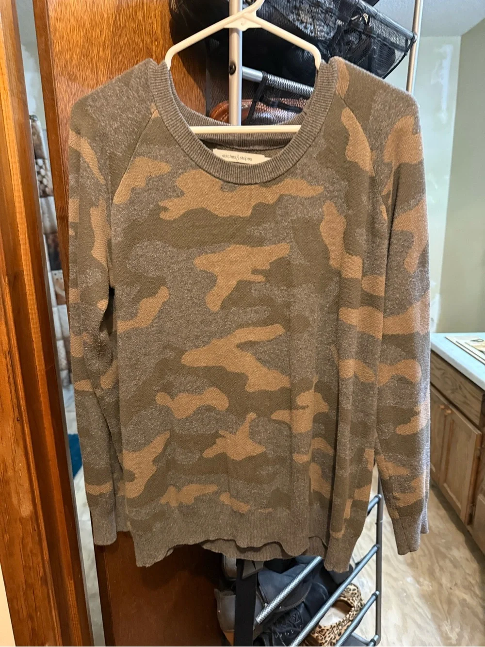 Camo Crewneck Sweater - Olive & Tan